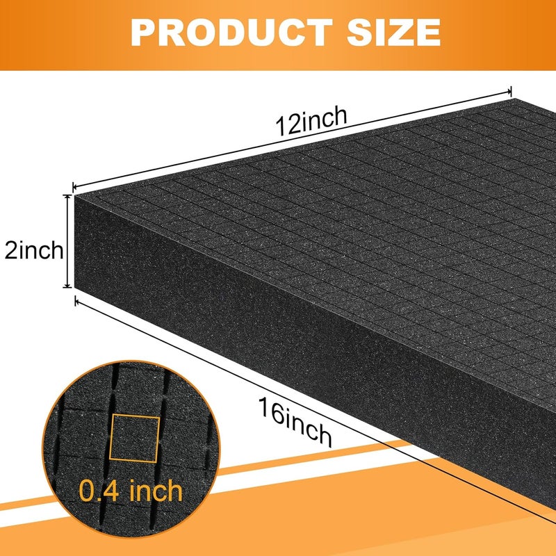 Eunice 6Pcs Polyurethane Foam Inserts -16 x 12 x 2 Inch Pick and Pluck Foam Padding Sheets for Tool Box, Camera Storage and Crafts - Image 2